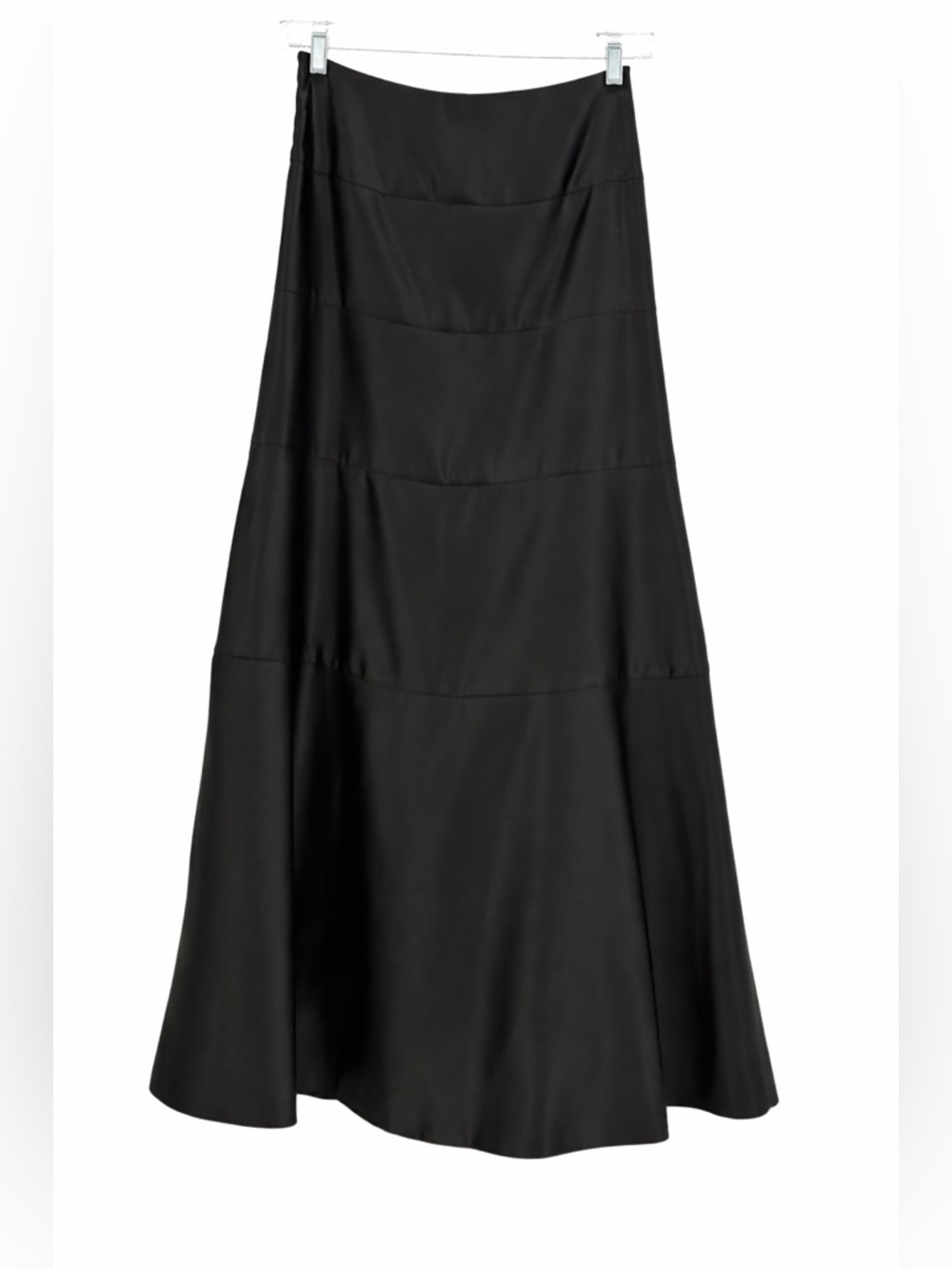 VTG BCBG Maxazria Black Satin Tiered Maxi Skirt High Waist A-Line Long Skirt - Picture 4 of 14